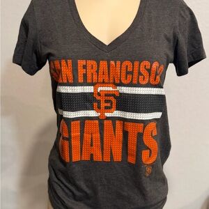 Genuine Merchandise San Francisco Giants Gray V-Neck Tee with Orange Logo